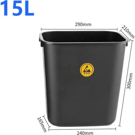 ESD Square Waste Bin, 4 Gallon Capacity, Black