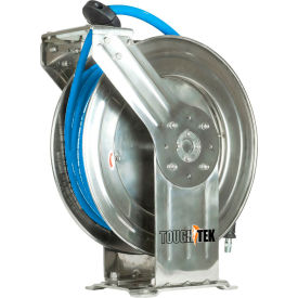 Tough Tek Rubber Pressure Washing SS Dual Arm Hose Reel, 3/8" x 50'L Hose, 4000 PSI