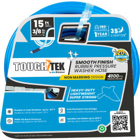 Rubber Pressure Washing Hose, 3/8 x 15'L, 4000 PSI