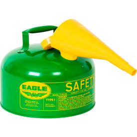 Safety Can For Combustibles, Type I, Flame Arrester, Funnel, 2 Gallon, Green