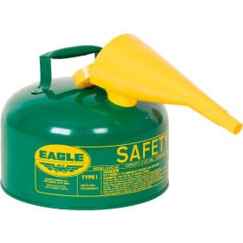 Safety Can For Combustibles, Type I, Flame Arrester, Funnel, 2.5 Gallon, Green