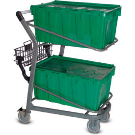 Tote Stocking Cart with Handle, Metallic Gray
