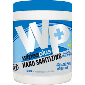 Hand Sanitizing Alcohol Free Wipes, Lemon Scent, 240 Wipes/Canister