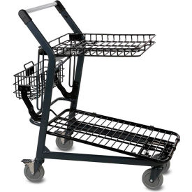 VersaCart Tote Cart with Retractable Grid Tray Top & Lower Bumpers, Dark Gray