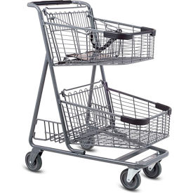 Shopping Cart with V2 Child Seat & Rear Lower Tray, 3.7 Cu. Ft. Capacity, Metallic Gray