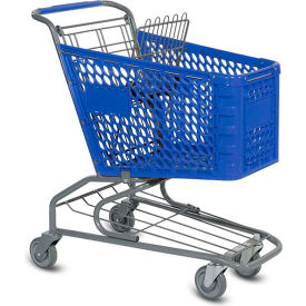 Plastic Shopping Cart, 4.97 Cu. Ft. Capacity, Dark Blue