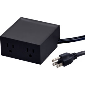 Konnect Stackable Power Hub, 2 Outlet Charging Station, Shallow Tray Top, Black