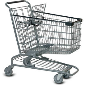 Standard Wire Shopping Cart, 6.92 Cu. Ft. Capacity, Metallic Gray