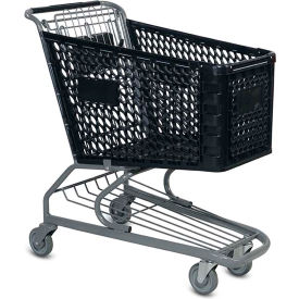 Plastic Shopping Cart, 7.12 Cu. Ft. Capacity, Black