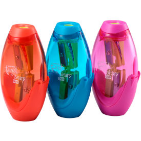 Office Twist-n-Sharp 2-Hole Handheld Pencil Sharpener, Multi-Color, 3/Pack
