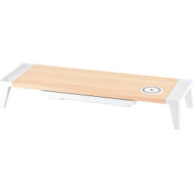 Adjustable Monitor Riser with Drawer & Cell Phone Stand, White