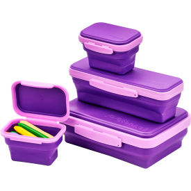 Flexi Storage Box Kit, Collapsible Design, Purple, 4/Pack