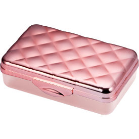 Metallic Box, Hard Plastic, Stylish Quilted Lid, Rose Gold