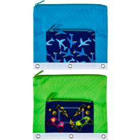 Pencil Pocket Binder Pouch w/Zipper, Navy & Jets Design, 2/Pack