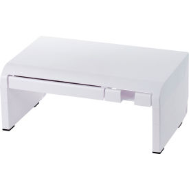 Adj. Monitor Riser with Drawer, Cell Phone Stand & Pencil Holder, White