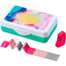 Pencil Box Kit, Includes Ruler & Sharpener, Watercolor Design