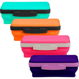 Flexi Storage Box with Lid, Collapsible Design, Assorted, 4/Pack