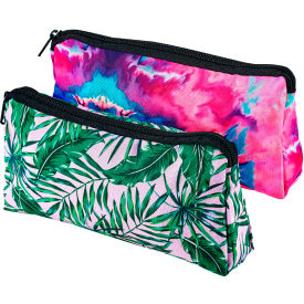 Printed Fabric Pencil Pouch, Palm Tree & Watercolor Design, 2/Pack