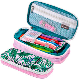 Expanding Portable Pouch, Palm Tree Design, Pink
