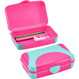Hard Durable Plastic Pencil Box, Kid-Friendly Design, Pink & Blue
