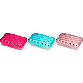 Metallic Box, Hard Plastic, Stylish Quilted Lid, Rose Gold, 3/Pack