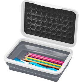 Expandable Pencil Box with Pop-It Top Collapsible, Black/White