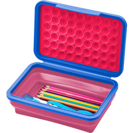 Expandable Pencil Box with Pop-It Top Collapsible, Pink/Purple