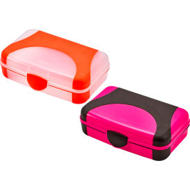 Plastic Pencil Box, Kid-Friendly Colors, Pink & Orange, 2/Pack