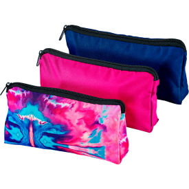 Printed Fabric Pencil Pouch, Blue/Pink/Watercolor, 3/Pack