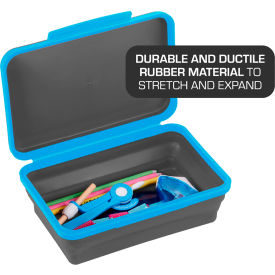 Flexi Storage Box With Lid, Collapsible Design, Blue/Black