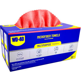 170 GSM Extra Absorbent Microfiber Towel, 12" x 12", Red, 50 Towels/Pack