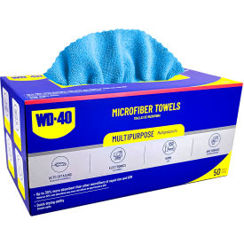 170 GSM Extra Absorbent Microfiber Towel, 12" x 12", Blue, 50 Towels/Pack