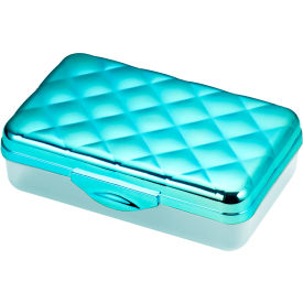 Metallic Box, Hard Plastic, Stylish Quilted Lid, Blue
