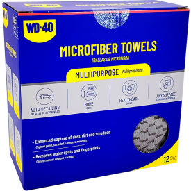 310 GSM 2-in-1 Multipurpose Microfiber Towel, 14" x 14", Gray, 12 Towels/Pack