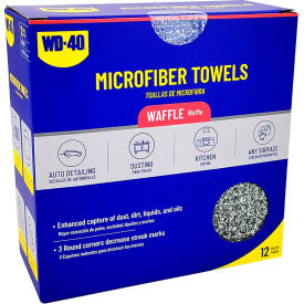 300 GSM Waffle Multipurpose Microfiber Towel, 14" x 14", Gray, 12 Towels/Pack