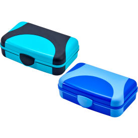 Plastic Pencil Box, Kid-Friendly Colors, Blue & Turquoise, 2/Pack