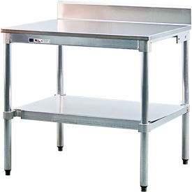 Industrial Work Table W/Undershelf & Backsplash, 304 Stainless Top/Aluminum Frame, 84" x 24"