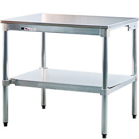Industrial Work Table W/Undershelf, 304 Stainless Steel Top/Aluminum Frame, 60"W x 30"D