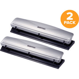 Office Premium 3-Hole Punch, 12 Sheet Capacity, Silver, 2/Pack