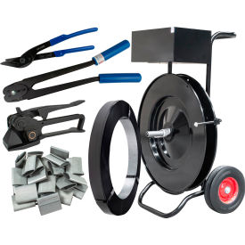 Packaging Steel Strapping Kit For 3/4"W, Pusher Seals For Round Loads, Heavy Duty