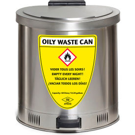 13.2 Gallon Oily Waste Can, Silver