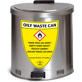 15.8 Gallon Oily Waste Can, Silver