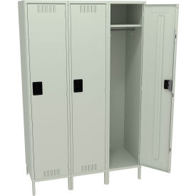 1-Tier 3 Door Locker with Legs, 45"W x 21"D x 78"H, Light Gray, Unassembled