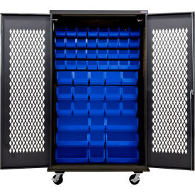 Ventilated Mobile Charging Cabinet, BLK, 48"W x 24"D x 85"H, 66 BL Bins