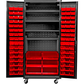 Configurable Mobile Charging Cabinet, BLK, 36"Wx24"Dx85"H, 4 Shelves, 102 RD Bins