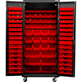 Configurable Mobile Charging Cabinet, BLK, 36"W x 24"D x 85"H, 138 Red Bins