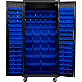 Configurable Mobile Charging Cabinet, BLK, 36"W x 24"D x 85"H, 138 Blue Bins