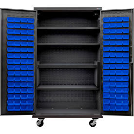 Configurable Mobile Charging Cabinet, BLK, 48"Wx24"Dx85"H, 4 Shelves, 120 BL Bins
