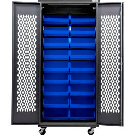 Configurable Ventilated Mobile Charging Cabinet, BLK, 36"Wx24"Dx85"H, 30 BL Bins