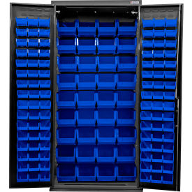 Configurable Charging Cabinet, BLK, 36"W x 24"D x 78"H, 132 Blue Bins